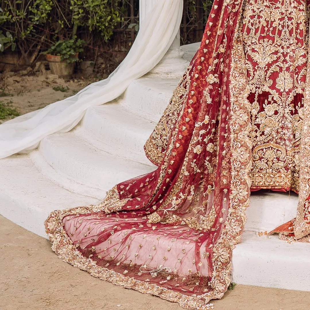 Heavy Indian Bridal Wear Maroon Red Lehenga Choli Dress