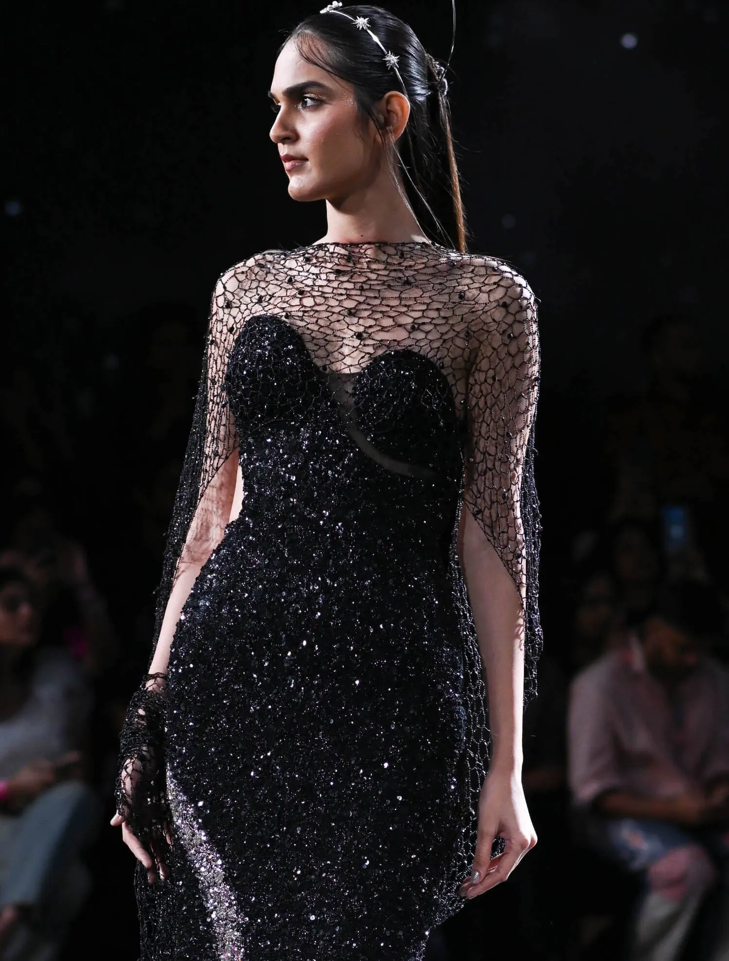 Hera black embroidered gown