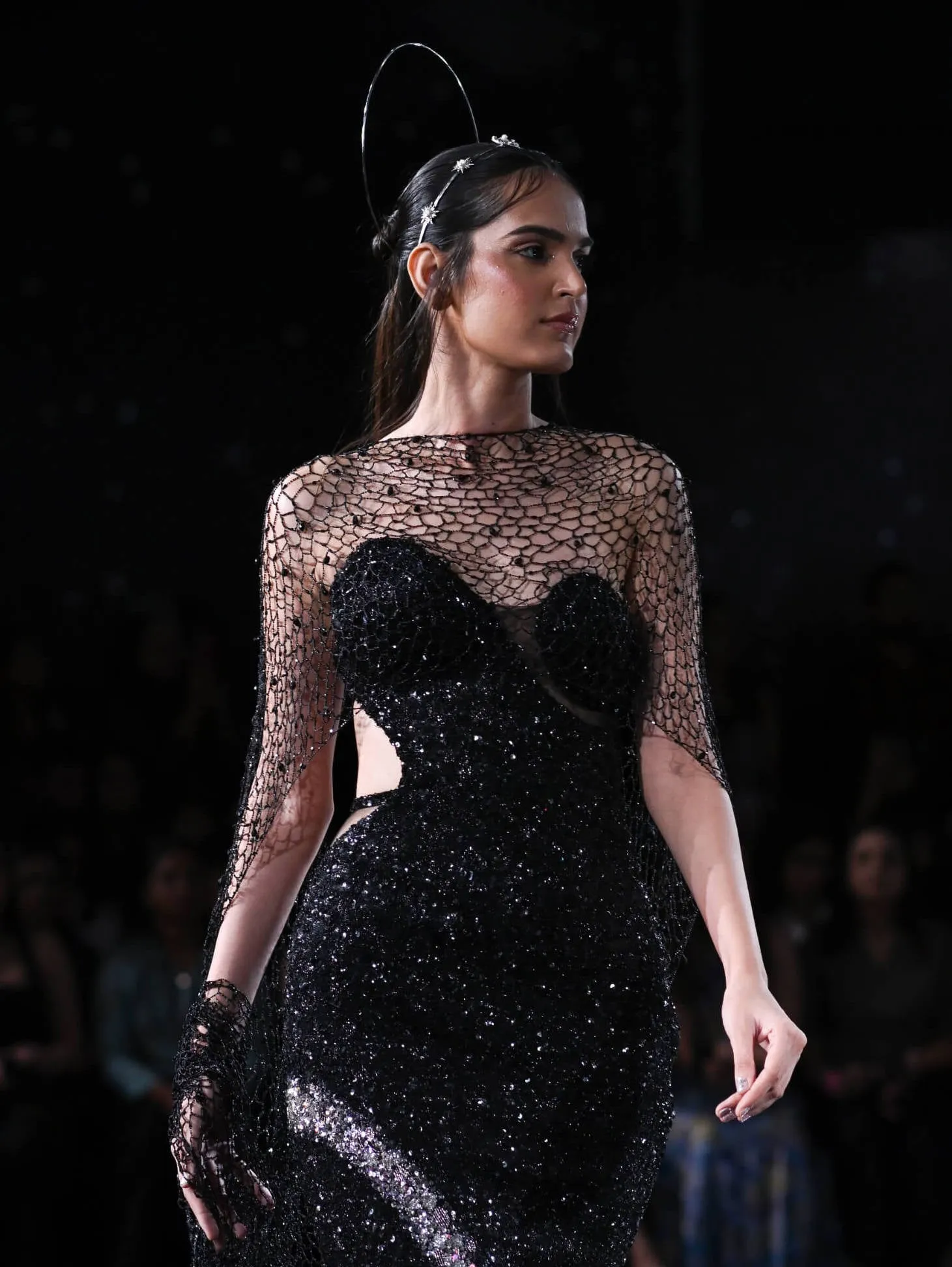Hera black embroidered gown