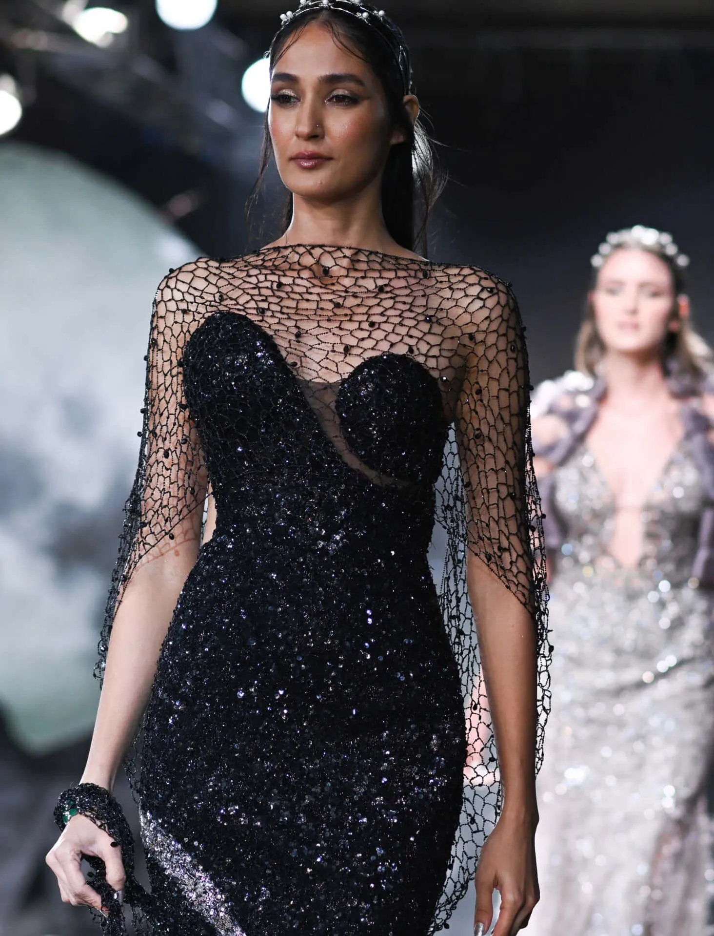 Hera black embroidered gown