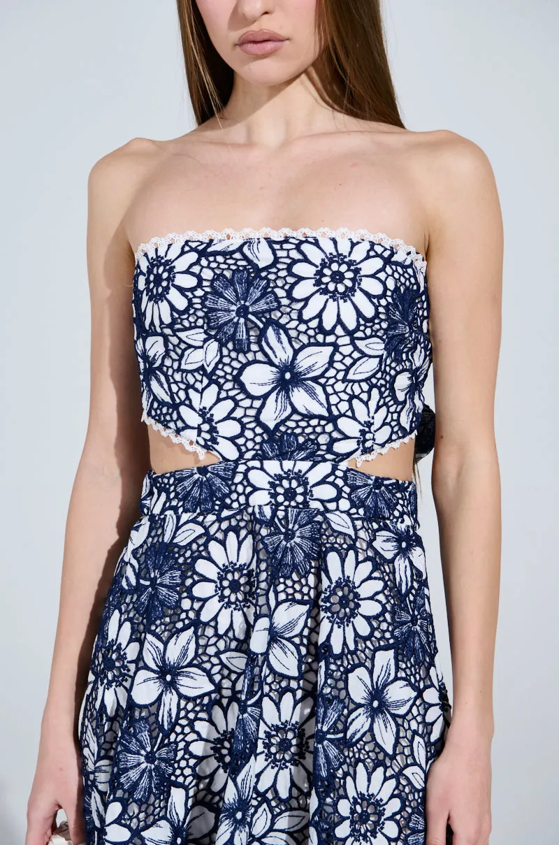 HERE TO CELEBRATE FLORAL MIDI DRESS