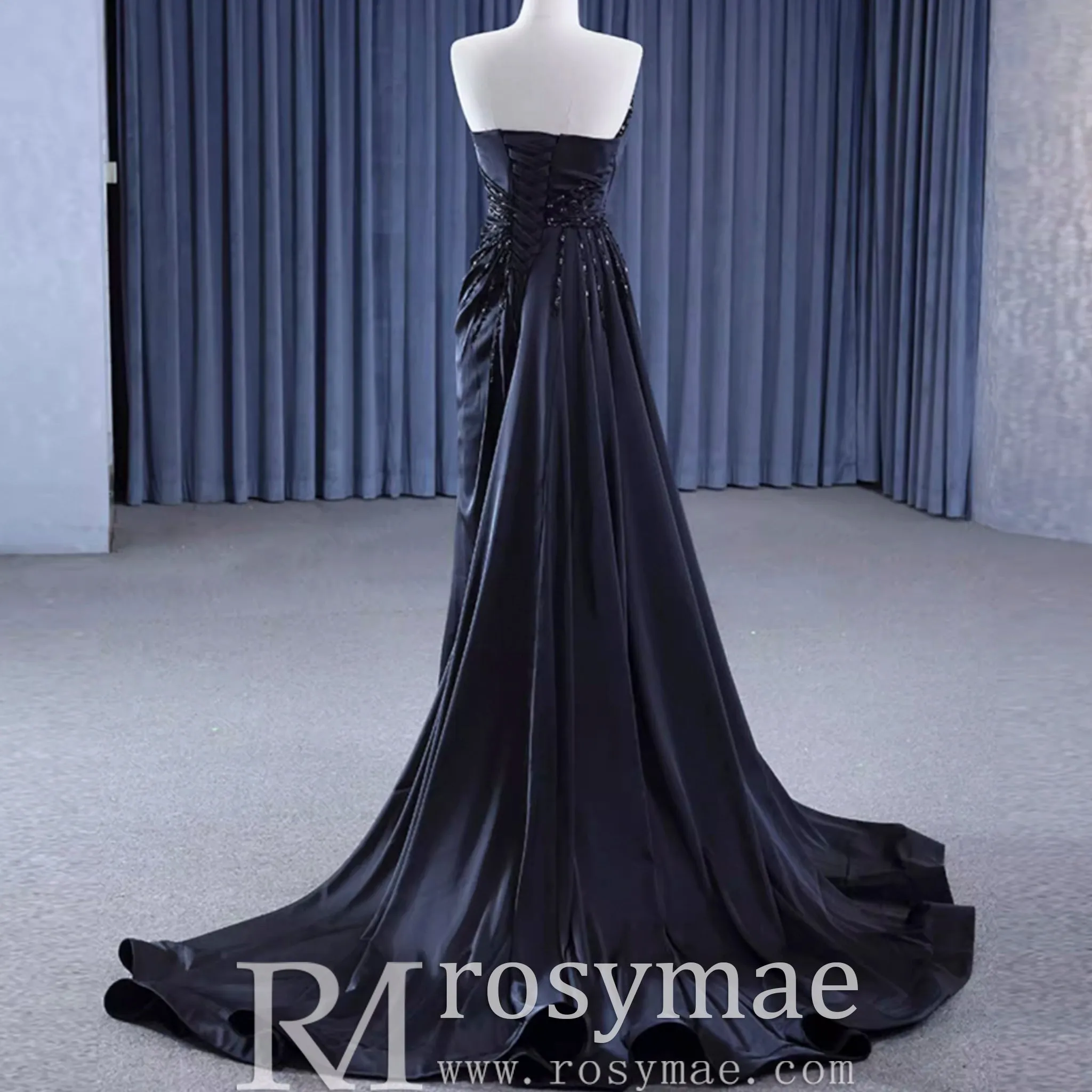 High-end Handmade Beading Evening Dress with Asymmetrical Neck