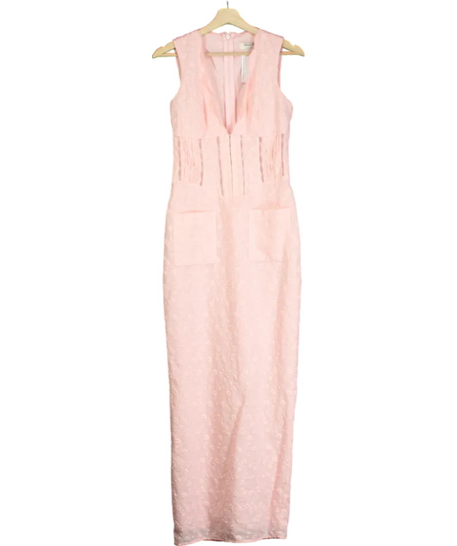 House of CB Pink Sophina Broderie-anglaise Woven Maxi Dress UK M