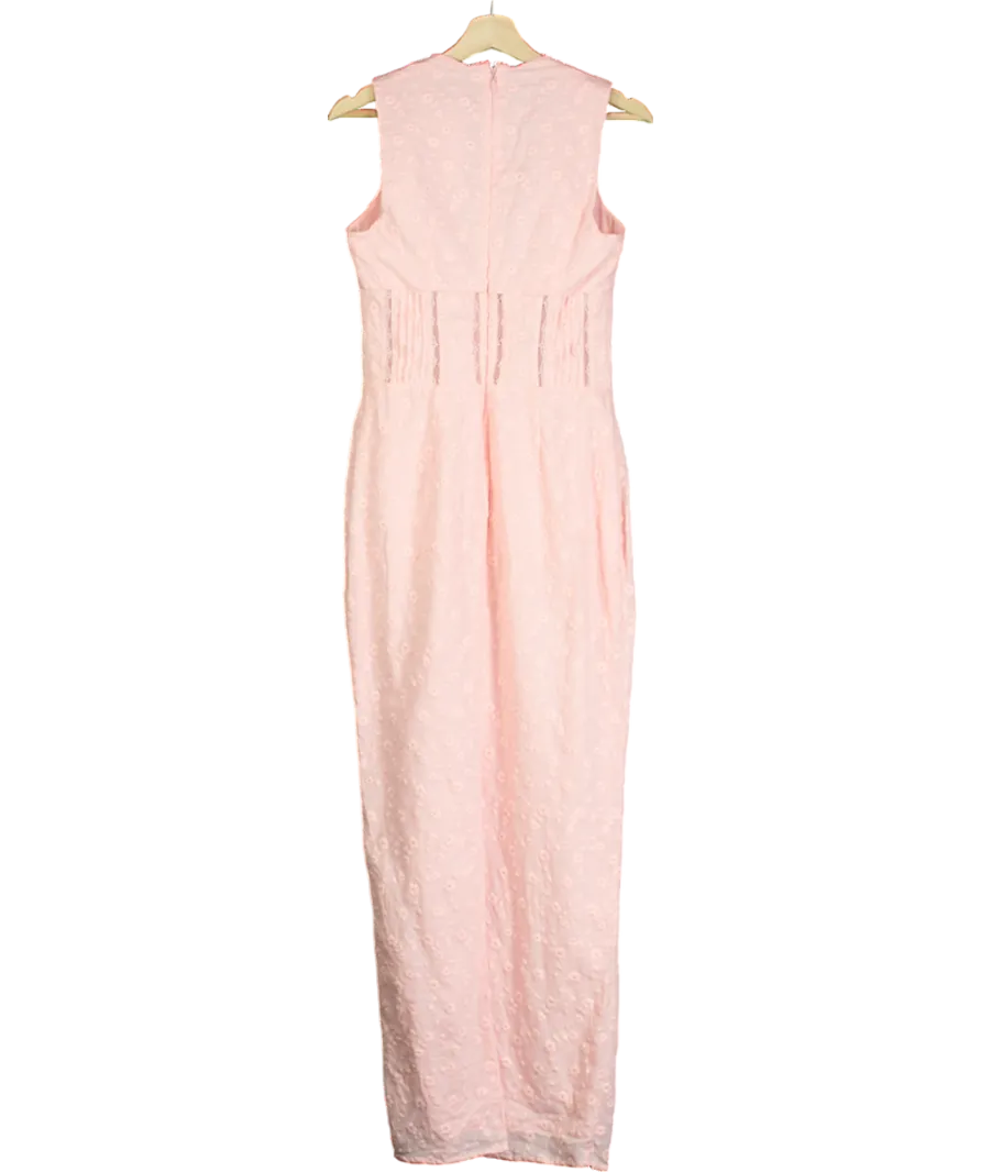 House of CB Pink Sophina Broderie-anglaise Woven Maxi Dress UK M