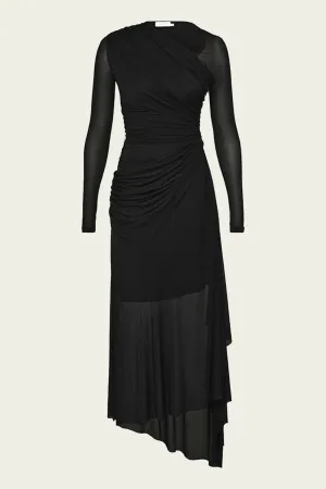 Illustration Gathered Dress in Black