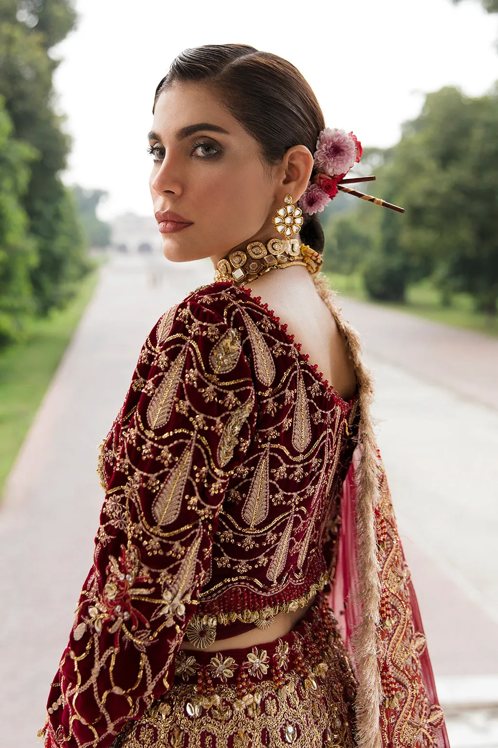 Indian Red Bridal Lehenga with Choli and Dupatta Dress