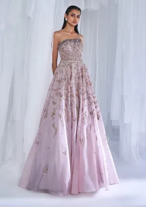 Inessa lilac silk organza gown