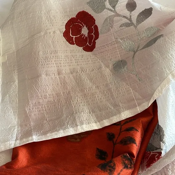 Ira Soleil Floral Layered Maxi Formal Flared Desi white/red  orange Skirt size S