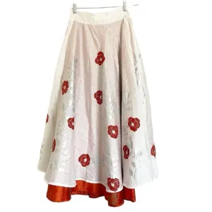 Ira Soleil Floral Layered Maxi Formal Flared Desi white/red  orange Skirt size S