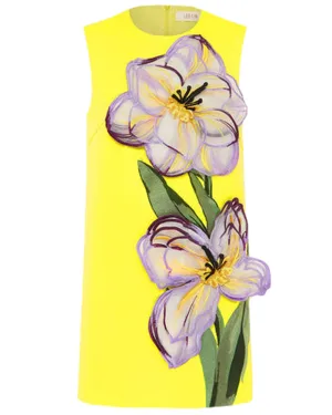 Iris Yellow Floral Applique Yvonne Mini Dress