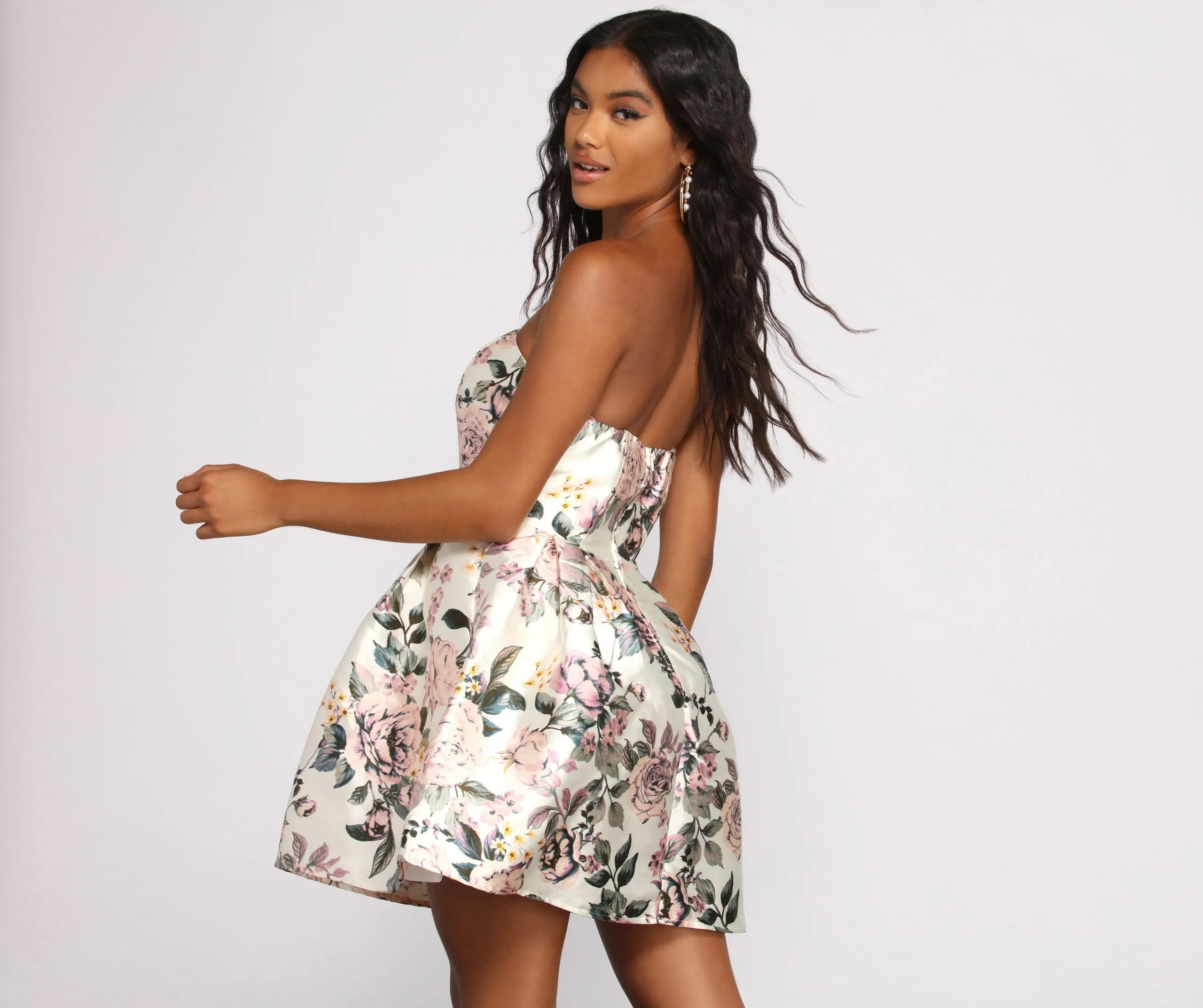 Jada Formal Floral Charming Satin Party Dress