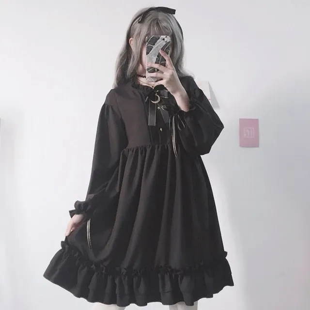 Japanese Harajuku Bow-knot Flounced Dress