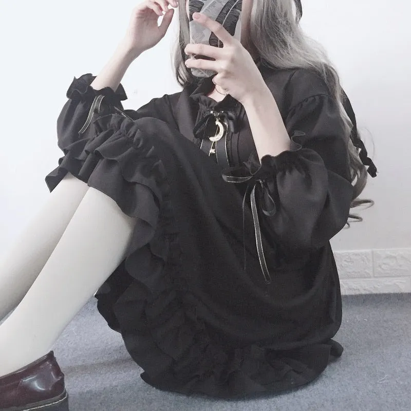 Japanese Harajuku Bow-knot Flounced Dress