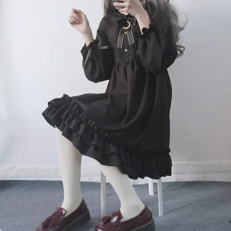 Japanese Harajuku Bow-knot Flounced Dress