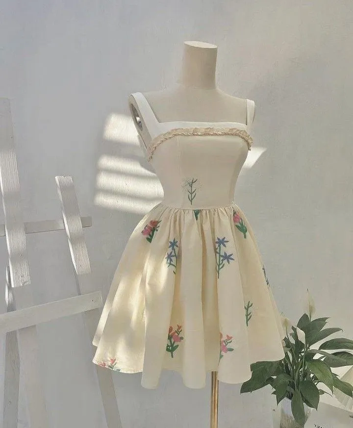 JazzHer Cute A line Straps Chiffon Short Homecoming Dress Birthday Dresses (PRE-ORDER)