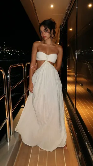 JazzHer Pretty A line Sweetheart White Chiffon Long Evening Dress Floor Length Prom Dresses BD  (PRE-ORDER)