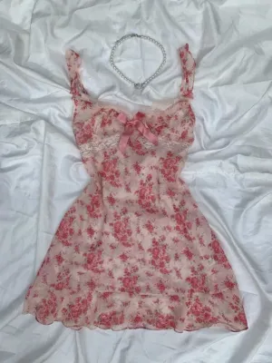 JazzHer Vintage th Birthday A Line Spaghetti Straps Pink Floral Homecoming Dresses Short Birthday Dress (PRE-ORDER)