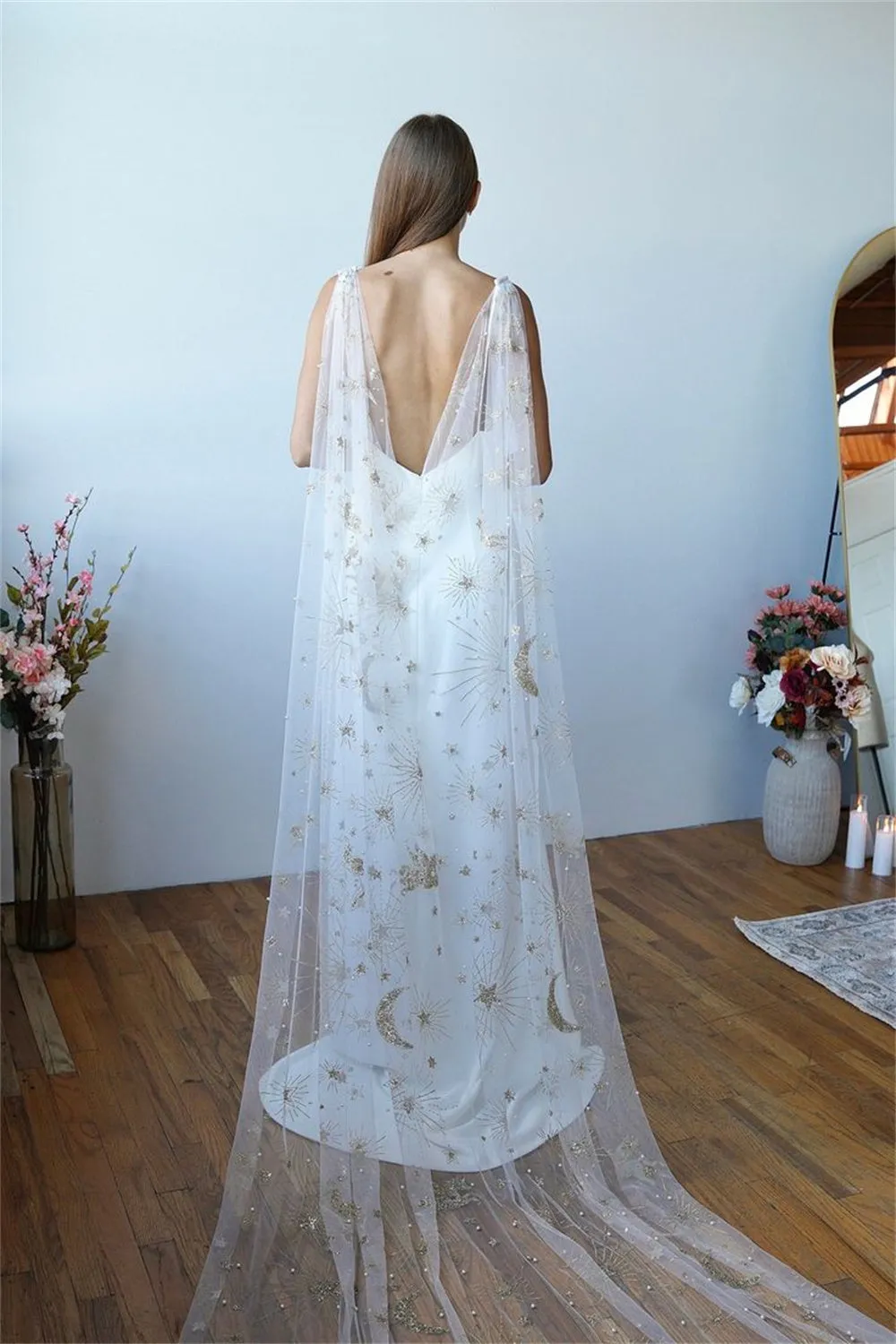 JazzHer White Detachable Shawl vestidos de noche Sheath Satin Prom Dresses Elegant Sleeveless Floor-Length Formal Evening 2025-(PRE-ORDER)