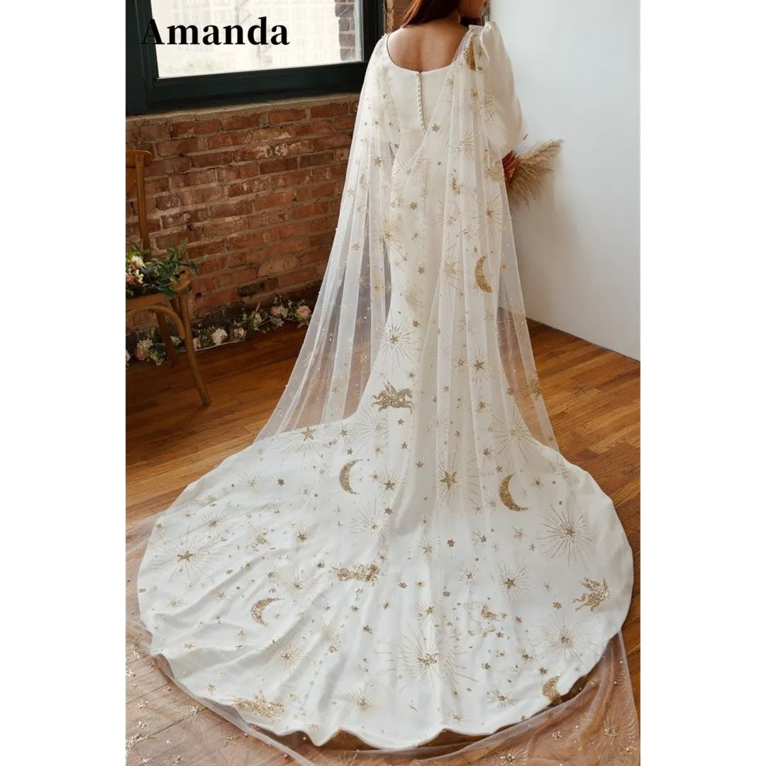 JazzHer White Detachable Shawl vestidos de noche Sheath Satin Prom Dresses Elegant Sleeveless Floor-Length Formal Evening 2025-(PRE-ORDER)