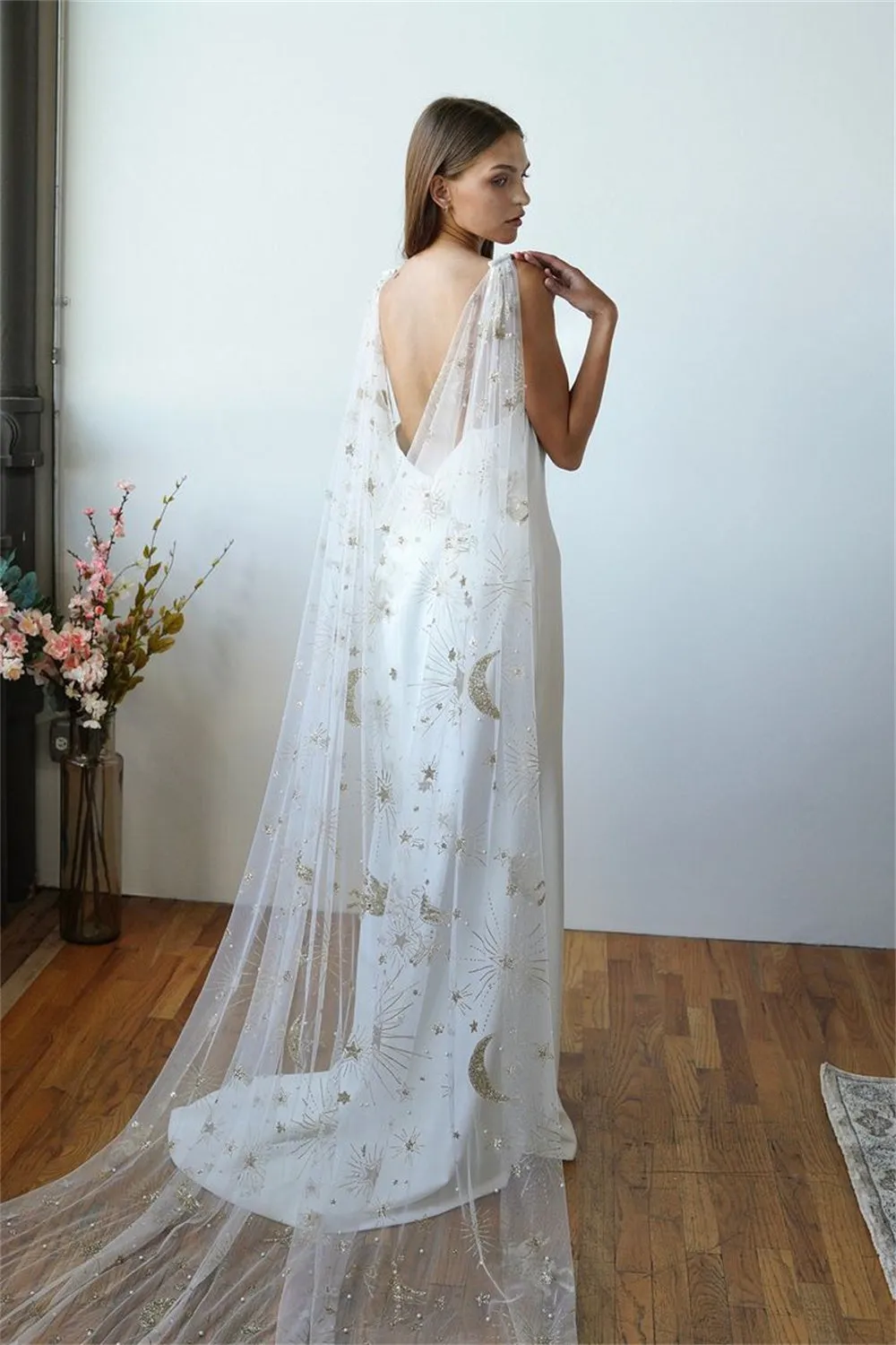 JazzHer White Detachable Shawl vestidos de noche Sheath Satin Prom Dresses Elegant Sleeveless Floor-Length Formal Evening 2025-(PRE-ORDER)