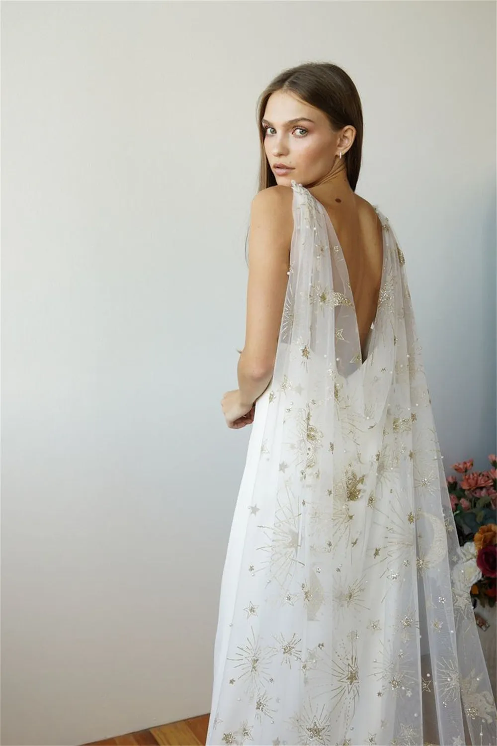 JazzHer White Detachable Shawl vestidos de noche Sheath Satin Prom Dresses Elegant Sleeveless Floor-Length Formal Evening 2025-(PRE-ORDER)