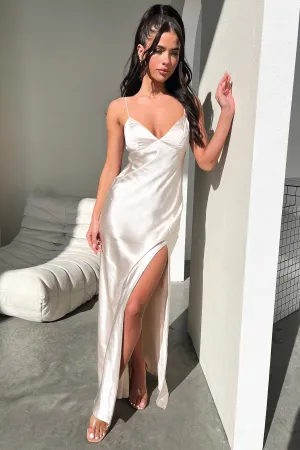 Jennifer Satin Maxi Dress - Champagne
