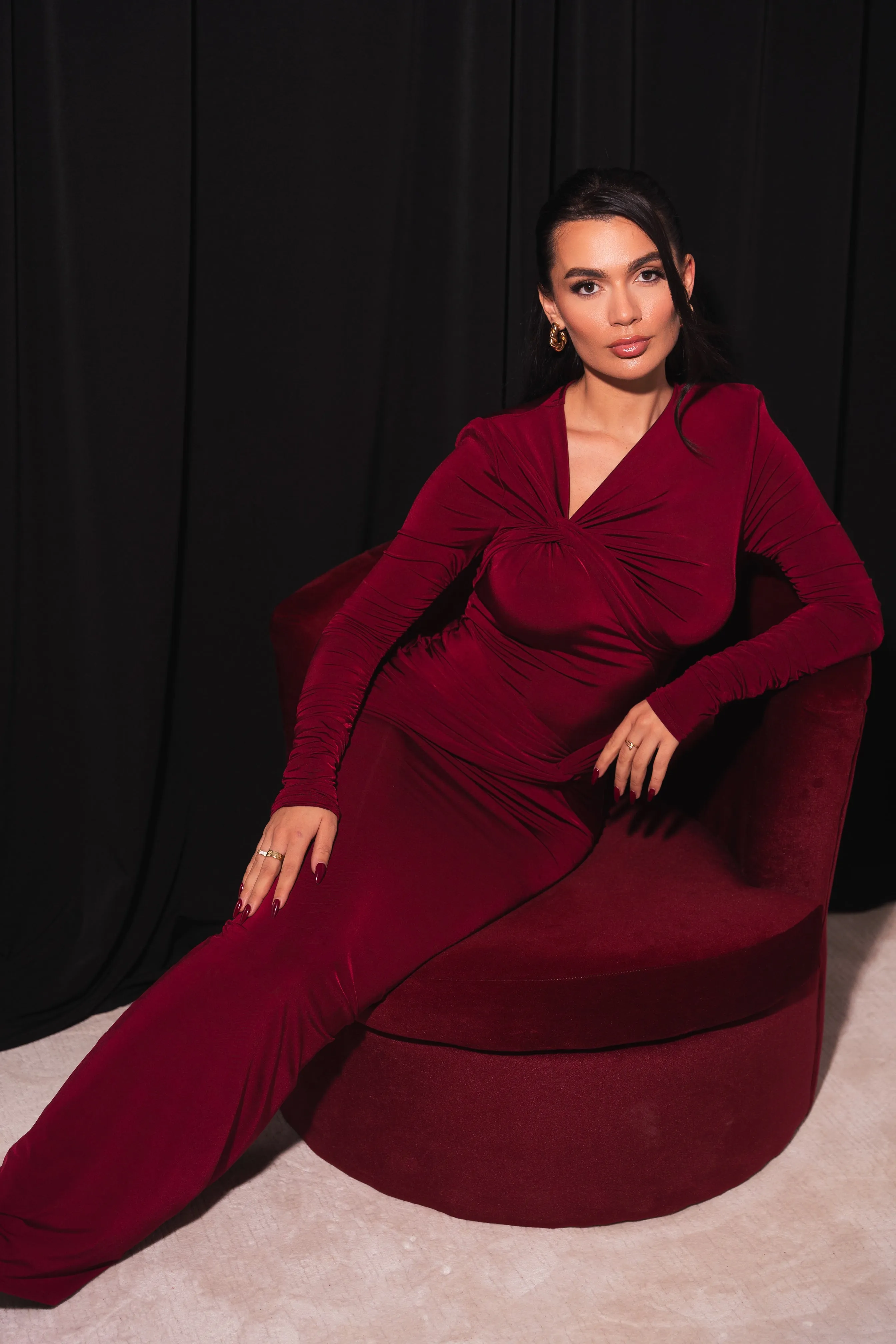 Juliana Burgundy Dress