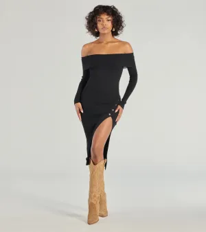 Keeping Knit Chic Long Sleeve Midi Dress