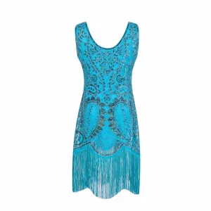 Kid's Fringed Flapper Dress Sequin Short Prom Dress
