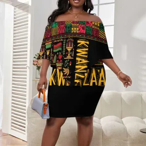 Kwanzaa African Pattern Off Shoulder Short Dress LT01