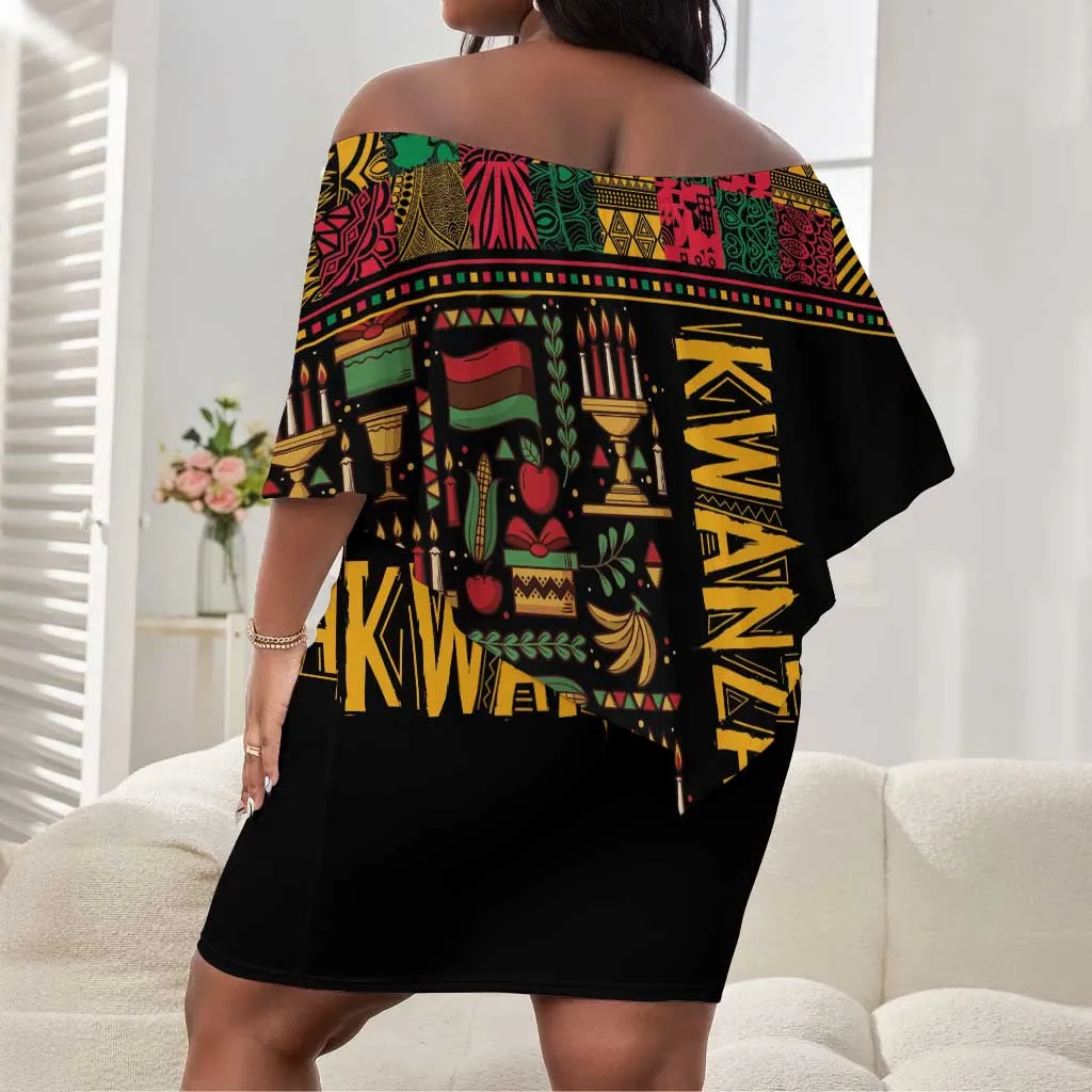 Kwanzaa African Pattern Off Shoulder Short Dress LT01