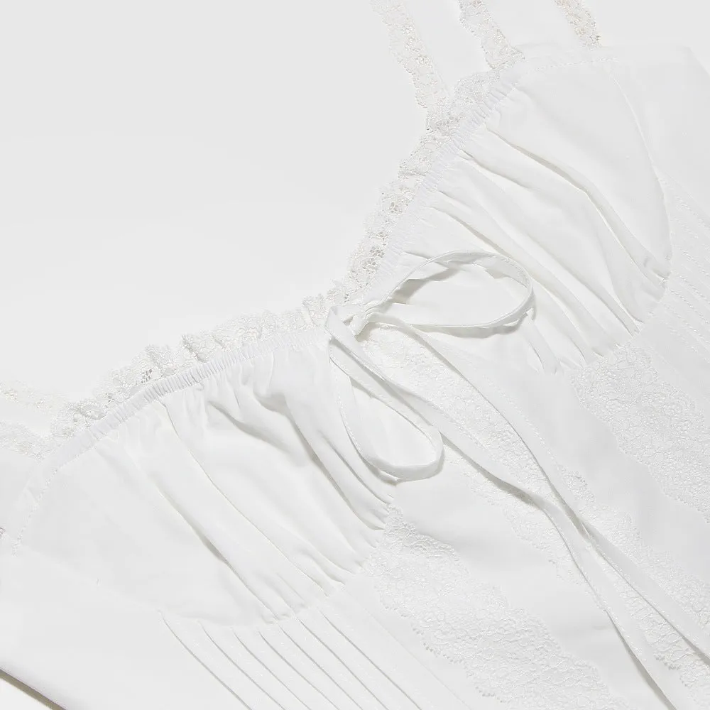 LACE CORSET MINI DRESS IN WHITE