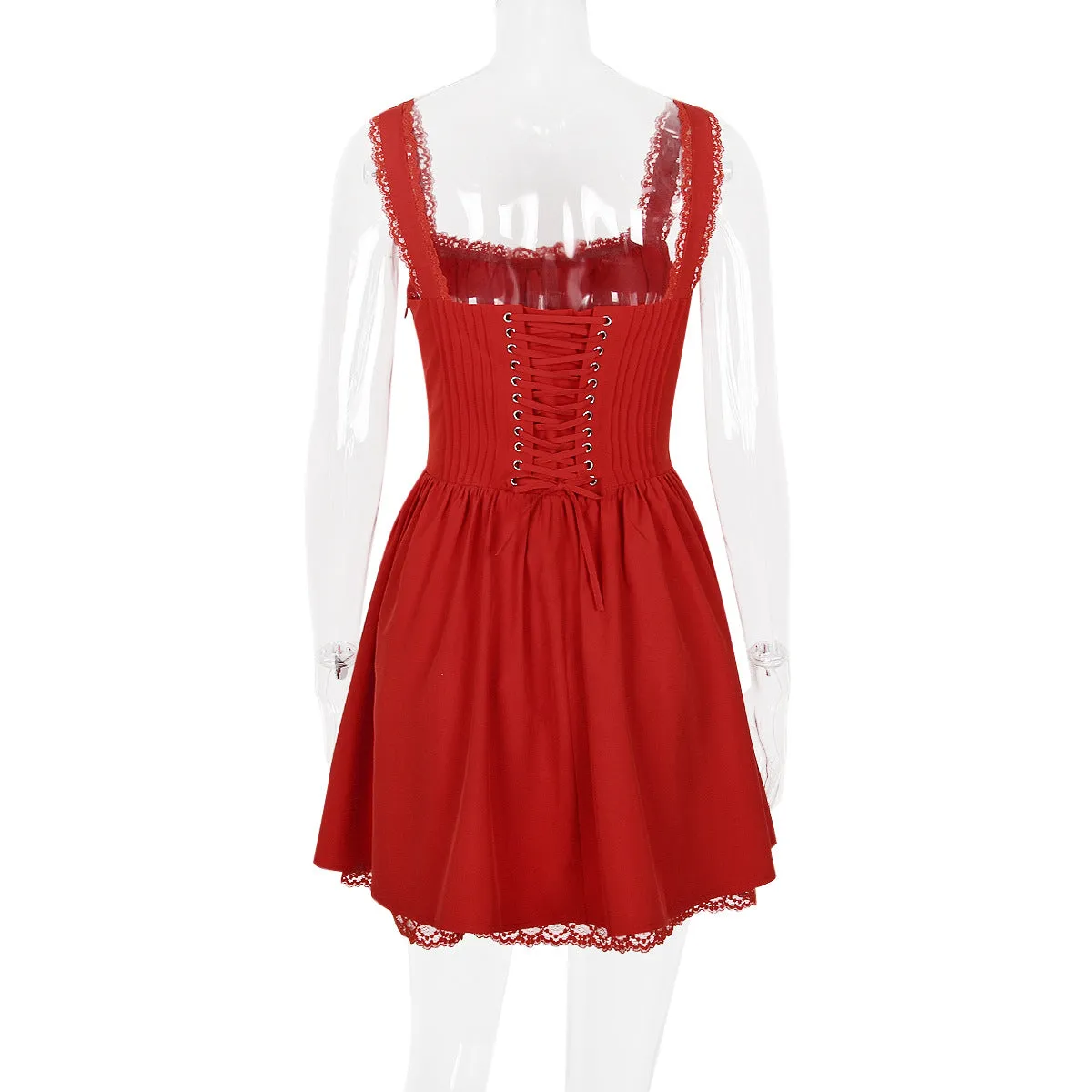 LACE CORSET MINI DRESS IN WHITE