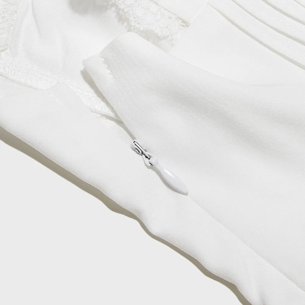 LACE CORSET MINI DRESS IN WHITE