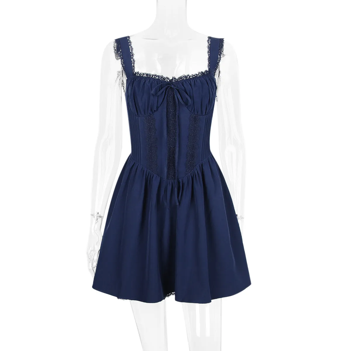 LACE CORSET MINI DRESS IN WHITE