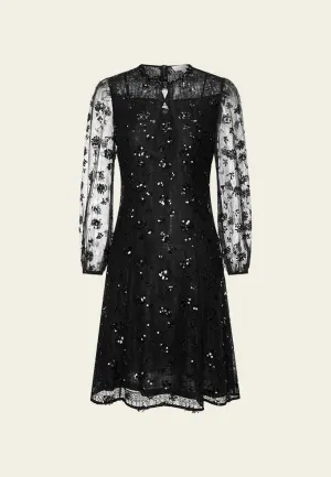 Lace Sequin Embellished Party Dress