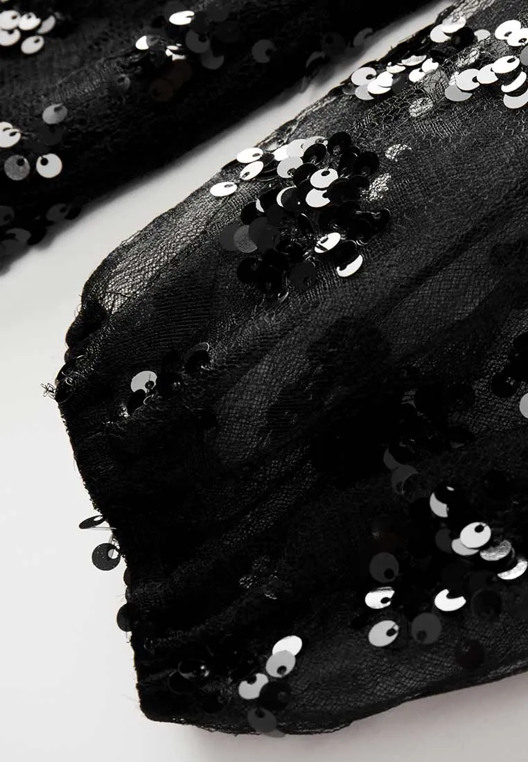 Lace Sequin Embellished Party Dress