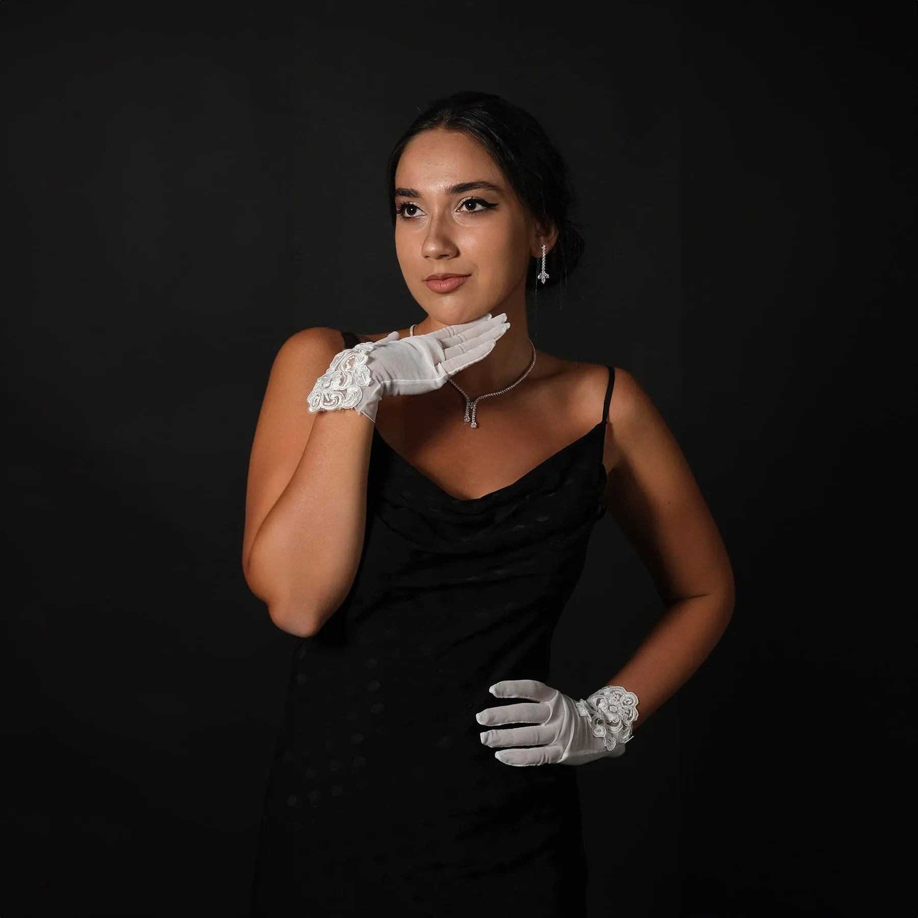 Lace Short Bridal Gloves Bridal Gloves For Wedding Lace Embroidered Tulle Bridal Costume Gloves