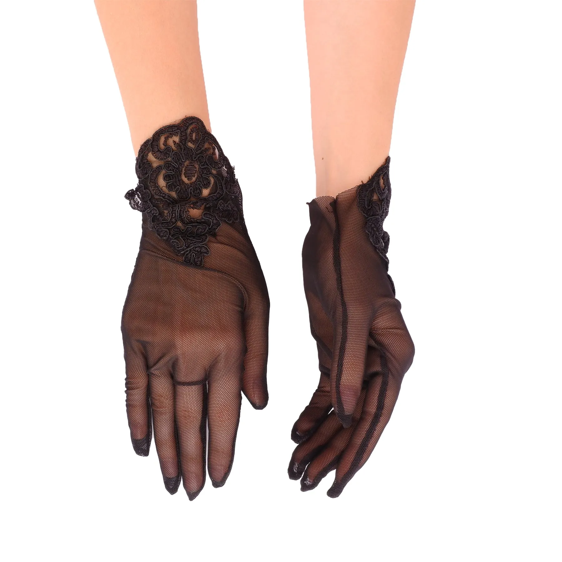 Lace Short Bridal Gloves Bridal Gloves For Wedding Lace Embroidered Tulle Bridal Costume Gloves
