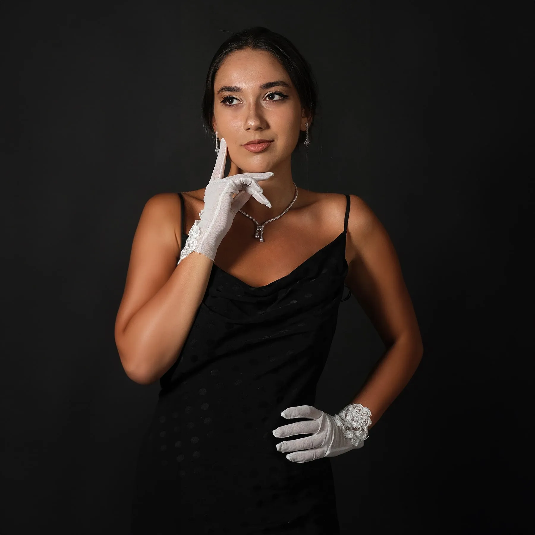 Lace Short Bridal Gloves Bridal Gloves For Wedding Lace Embroidered Tulle Bridal Costume Gloves