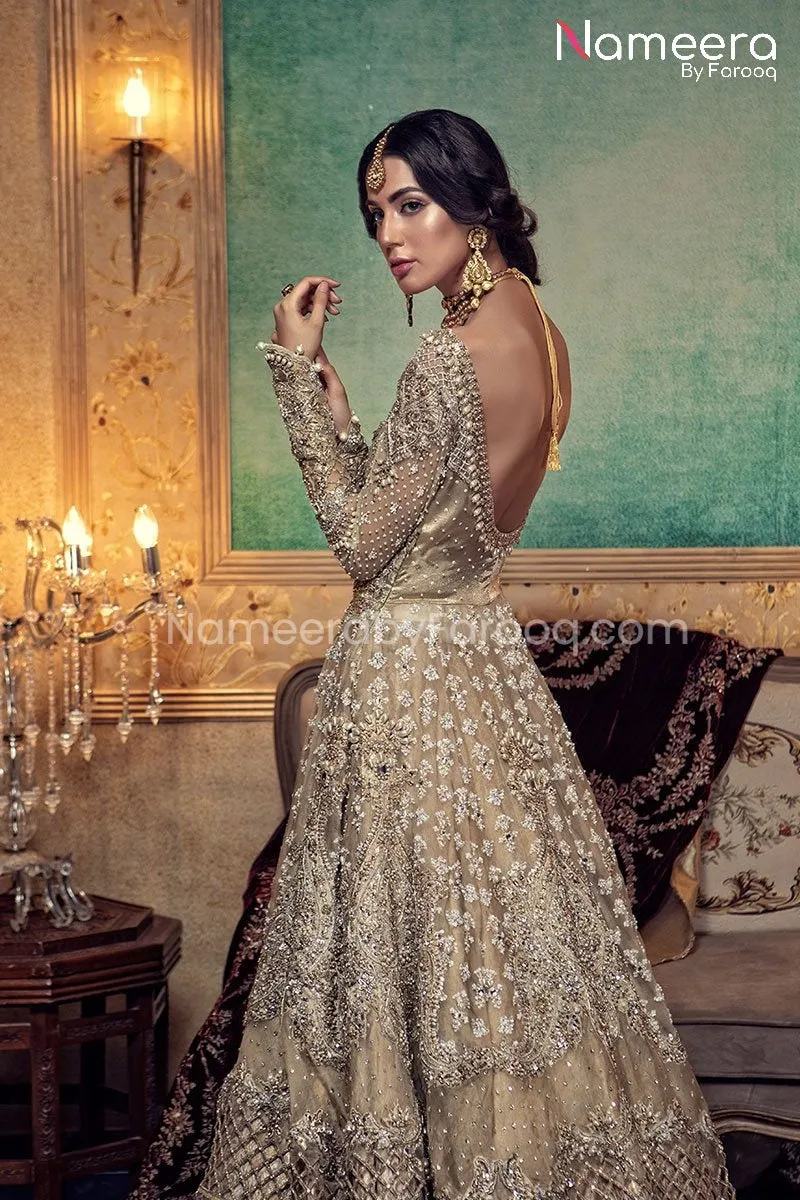 Latest Pakistani Bridal Lehenga with Open Frock #BS74