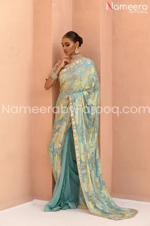 Latest Pakistani Pure Chiffon Floral Print Saree #BR18