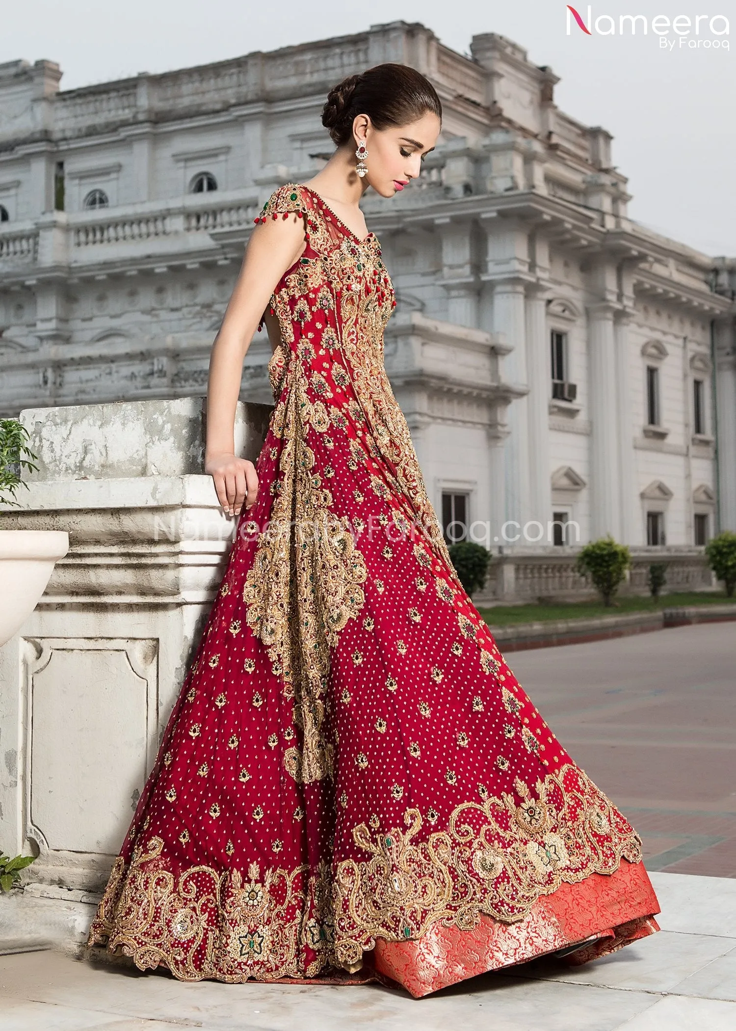 Latest Pakistani Red Wedding Dress Online 2021 #BB268