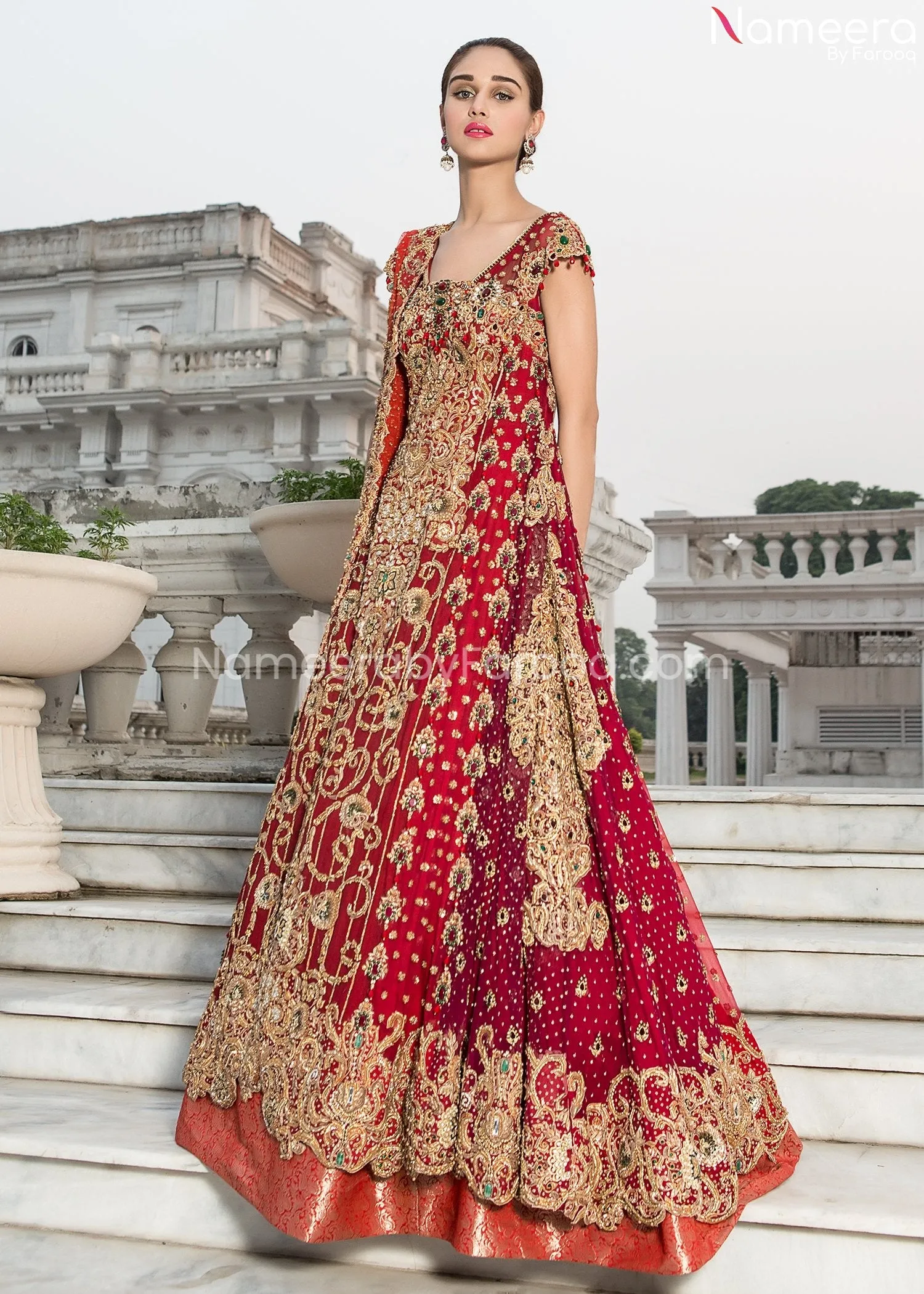 Latest Pakistani Red Wedding Dress Online 2021 #BB268