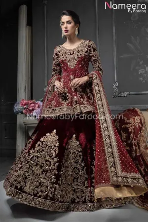 Latest Short Frock with Bridal Lehenga in Velvet #BS70