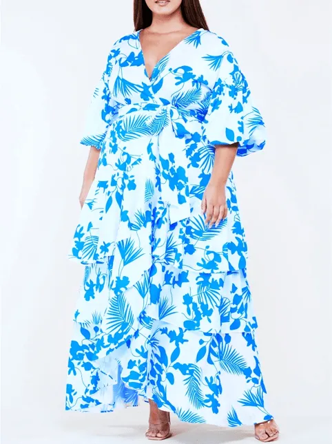 Leaf Print Maxi Dress