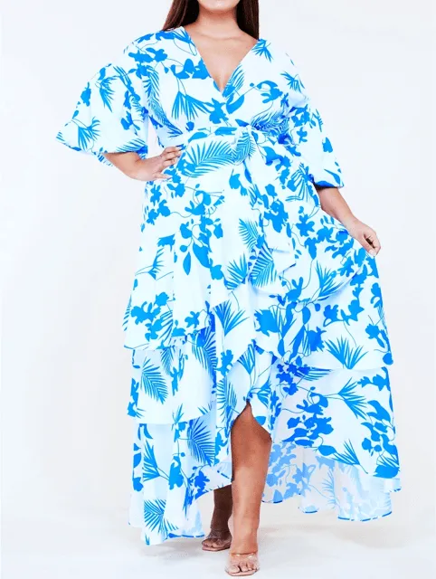 Leaf Print Maxi Dress