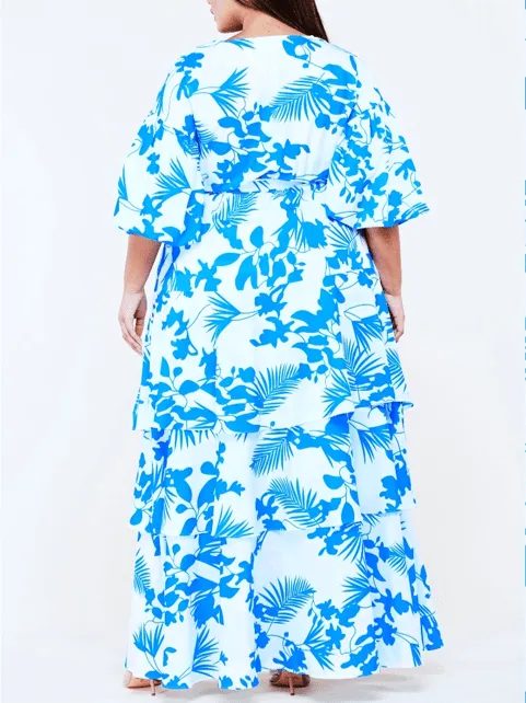 Leaf Print Maxi Dress