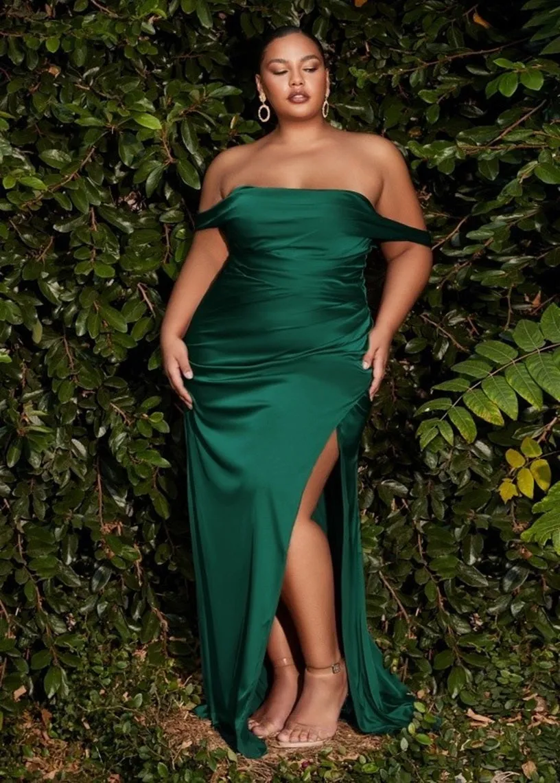 Leeza Satin Off Shoulder Maxi Dress Curve Mauve Rose