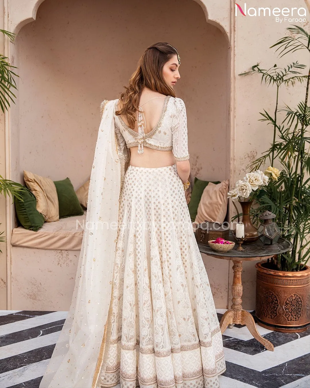 Lehenga Choli Off White Pakistani Bridal Dress #BS203